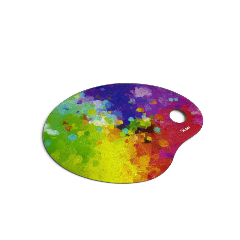 Pylones Glass Cutting Board Painter Palette Multi Color Rainbow Art Design